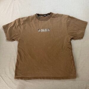 DGK Praying Hands T-Shirt Brown Short Sleeve Graphic Print Men's XL Embriodered